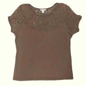 Studio 212 | Brown Crochet Lace Cotton Top